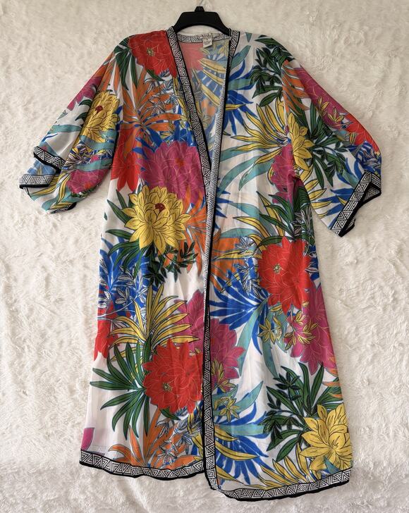 Tops - Freemarket Flying Tomato Kimono Cardigan Womens M Boho Floral Duster Open Front